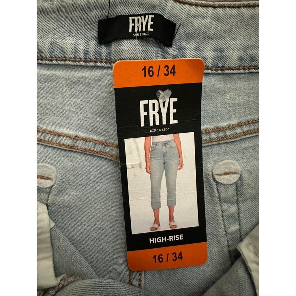 Frye Jeans High Rise Cuffed Crop Stevie Wash Denim Size 16/34 Inseam NWT - Picture 5 of 7